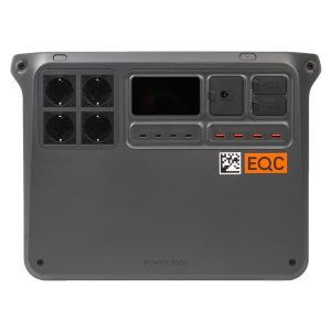 DJI Power 2000 Powerstation mit 2048 Wh Kapazität, vier AC-Ausgängen und zwei USB-C-Ports mit bis zu 140 Watt.