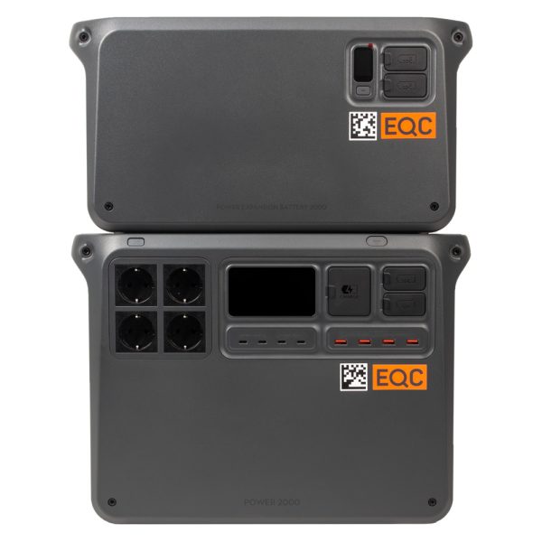 DJI Power 2000 ist ein Akkumodul zur mobilen Stromversorgung mit Anschlussfeld, Display und Bedientasten.