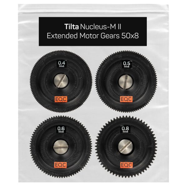 Tilta Nucleus-M II Extended Motor Gear Set mit Zahnrädern der Module 0.4, 0.5, 0.6 und 0.8 aus Carbon-Material.