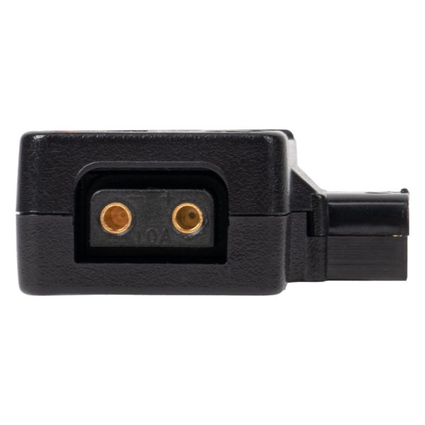 Andoer D-Tap-Adapter von hinten mit zusätzlicher D-Tap-Buchse zum Anschließen eines weiteren Geräts.