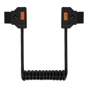 Andoer Spiralkabel mit D-Tap-Stecker auf beiden Seiten und rund einem Meter Länge.