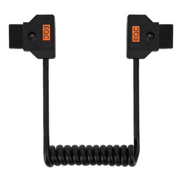 Andoer Spiralkabel mit D-Tap-Stecker auf beiden Seiten und rund einem Meter Länge.