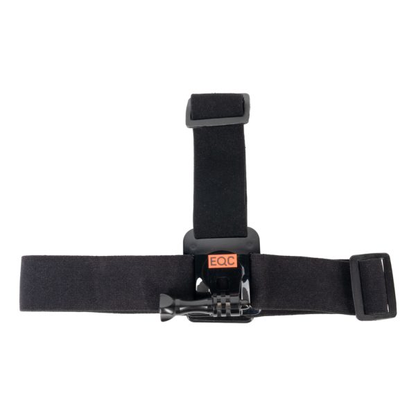 GoPro System Kopfgurt mit elastischem Kopf- und Scheitelband und vorne montierter GoPro-Halteplatte.