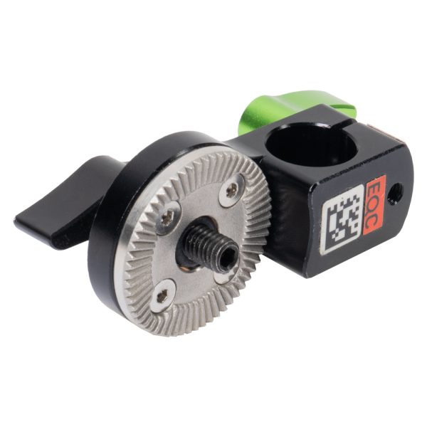 Lanparte ARL-01T-C Rod-Klemme für 15-mm-Rods mit ARRI-Rosette, Gewindeschraube und grünem Klemmhebel.