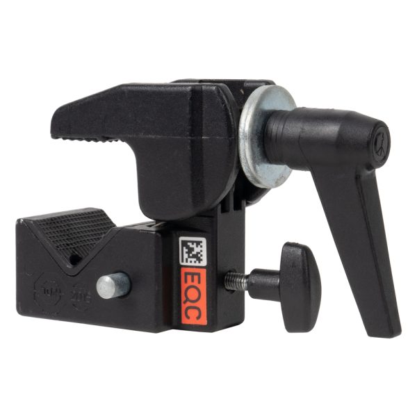 Manfrotto 035 Super Clamp mit gezahnten Klemmbacken, Spannhebel und Feststellschraube für Rohre und Kanten.