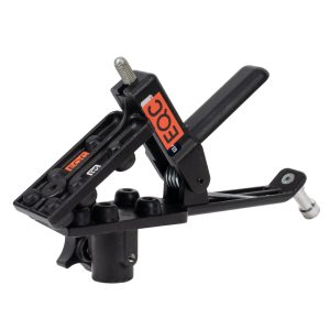 Manfrotto 043 Sky Hook Gaffer-Krokodilklemme mit Federklemme, Zapfen und Aufnahme, schräg von vorne.