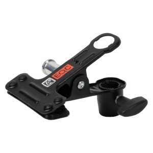 Manfrotto 275 Mini Federklemme mit Zapfen und drehbarer Buchse mit Feststellschraube, schräg von vorne.