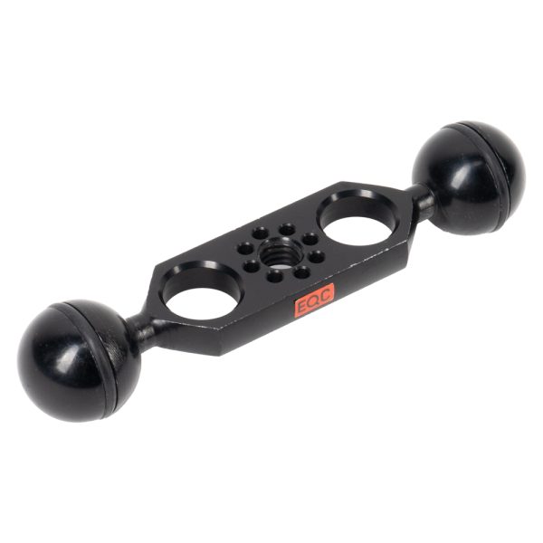 rowa Arm Mounting Kit Doppelkugel-Platte mit zwei Kugeln und mehreren Gewindebohrungen in der Mitte.